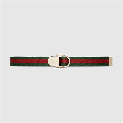 Web canvas belt with Gucci buckle in green and red Web canvas .